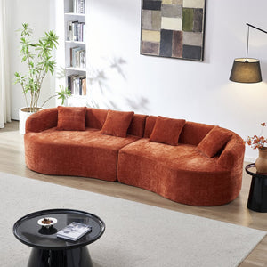 English Elm 111" L Shaped Cloud Sofa Plush Chenille Upholstered High Density Foam Apartment Living Room Orange W1669S00054