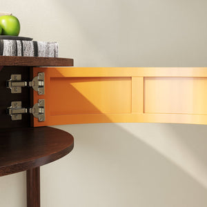 English Elm Artisan-crafted Demi-lune Console Table Wave Drawer Fronts Warm Wood Entryway W2557P294041