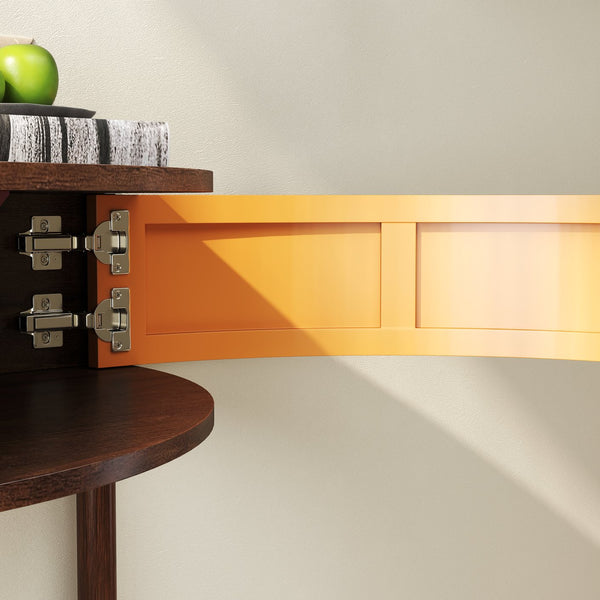 English Elm Artisan-crafted Demi-lune Console Table Wave Drawer Fronts Warm Wood Entryway W2557P294041