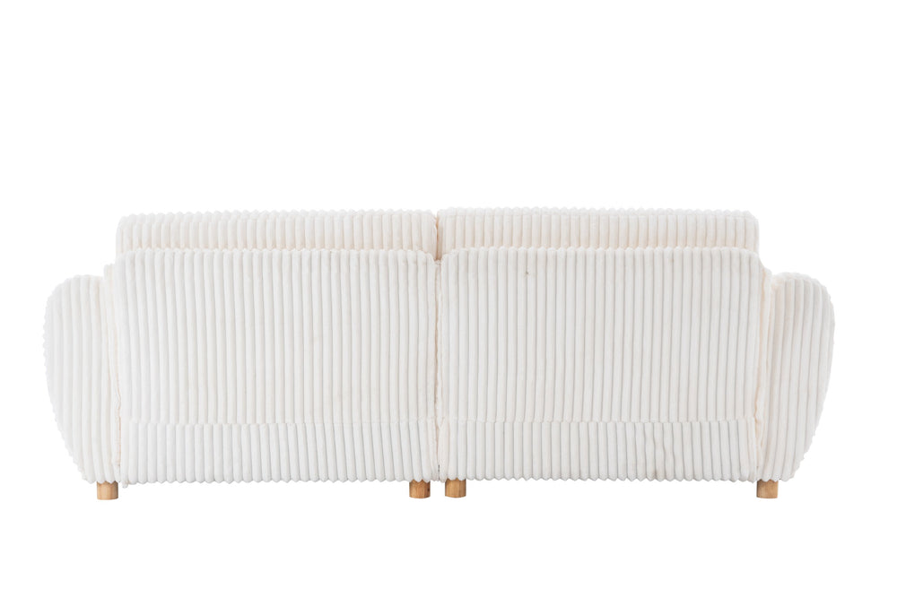 English Elm Modern Sofa - 84" White Corduroy Upholstered Couch, Stylish Sectional Love Seat For Home & Office W2363S00074