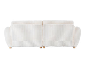 English Elm Modern Sofa - 84" White Corduroy Upholstered Couch, Stylish Sectional Love Seat For Home & Office W2363S00074