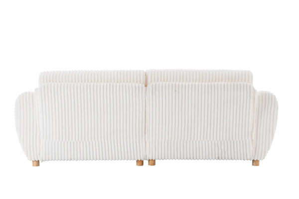 English Elm Modern Sofa - 84" White Corduroy Upholstered Couch, Stylish Sectional Love Seat For Home & Office W2363S00074