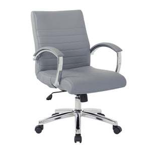 OSP Home Furnishings Executive Low Back Faux Leather Office Chair with Chrome Base for Professional Workspaces Charcoal FL92011C-U42