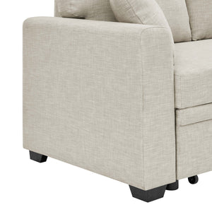 English Elm Upholstered Sleeper Sofa with Chaise & Under-Seat Storage, Reversible L/R, Modern Compact Design Beige B355S00005