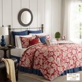 Madison Park Lucy Transitional 9 Piece Cotton Twill Reversible Comforter Set MP10-3660 Red