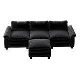 English Elm Living Room Furniture Luxury Sectional Sofa Couch With Ottoman Soft Velvet Upholstered Sofa Black