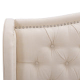 English Elm Marcella Upholstered Shelter Headboard Bed Set, Queen, Sky Neutral Beige Polyester