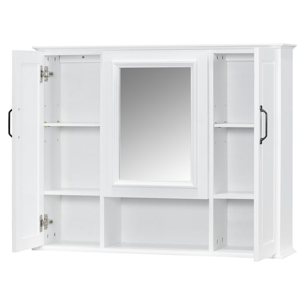 English Elm 36" Freestanding Single Sink Bathroom Vanity Rubberwood Cabinet with Matching Mirror White N725S314034K