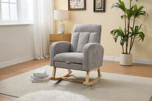 English Elm Modern Upholstered Rocking Chair With Solid Wood Legs, High Backrest, Side Pocket For Comfort & Style P1 W2725P276819-GIGA