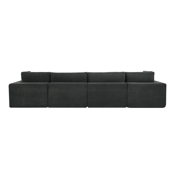 English Elm Modular Cloud Sectional Sofa Deep Seat U-shape Design for Large Living Rooms Dark Grey W5568S00008
