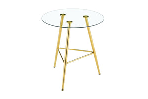 English Elm 36 Inch Round Glass Top Bar Table Chrome Tripod Base Modern Bistro Pub Style W3493P452050