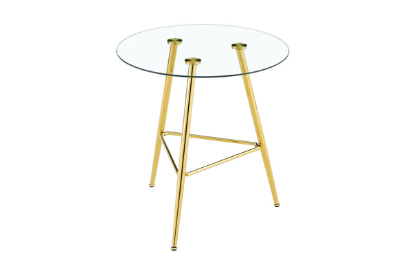 English Elm 36 Inch Round Glass Top Bar Table Chrome Tripod Base Modern Bistro Pub Style W3493P452050