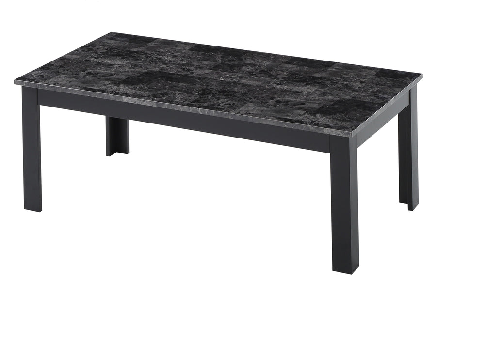 English Elm 3pc Modern Coffee & End Table Set with Faux Marble Tops Sleek Gray Finish Wooden Legs, Stylish Living Gray 45.5 L x 24.5 W x 3.38 H B011P232910