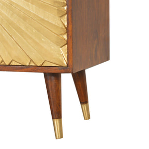 English Elm Solid Mango Wood Cabinet with Brass Plated Doors and Nordic Feet for Living Rooms B182P284339