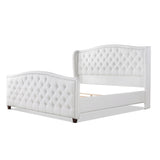 English Elm Marcella Upholstered Shelter Headboard Bed Set, King, Bright White Polyester