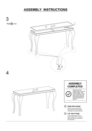 English Elm Glam Stainless Steel Coffee Table with Beveled Tempered Glass Top and Elegant Cabriole-Style Legs Silver,White 59 L x 21 W x 4 H B011S01178