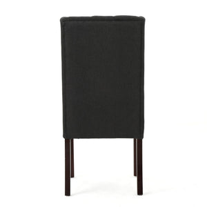 English Elm Dining Chair Set of Two Wingback Button Tufted High Back Birch Leg Upholstered Charcoal 61539.00DCL
