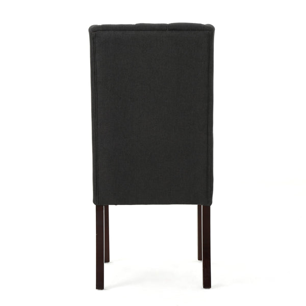 English Elm Dining Chair Set of Two Wingback Button Tufted High Back Birch Leg Upholstered Charcoal 61539.00DCL