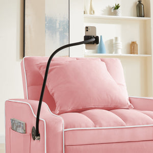 English Elm Sleeper Sofa Chair Velvet Convertible Armchair with Usb Charging for Small Spaces Pink W1359P458678