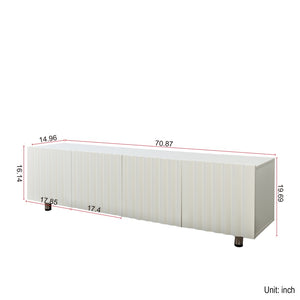 English Elm Tv Stand For 65+ Inch Tvs - Modern White Entertainment Center With Storage & Stylish Metal Legs W331S00184-GIGA