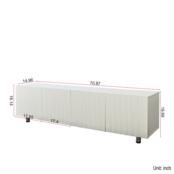 English Elm Tv Stand For 65+ Inch Tvs - Modern White Entertainment Center With Storage & Stylish Metal Legs W331S00184-GIGA