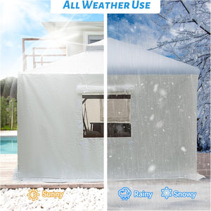 English Elm 12'x12' Gazebo Cover for Hardtop Gazebos - All-Season Waterproof Enclosure with Zippered Door, Mesh Windows, Windproof Anchors W1859P226063