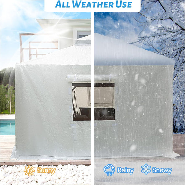 English Elm 12'x12' Gazebo Cover for Hardtop Gazebos - All-Season Waterproof Enclosure with Zippered Door, Mesh Windows, Windproof Anchors W1859P226063