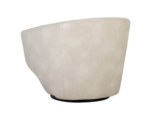 Sunpan TREVISO Swivel Lounge Chair - Contemporary Bravo Cream Faux Leather with Durable Steel Base 105300