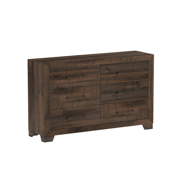 English Elm Wallace & Bay - Brown 6-Drawer Dresser — Penny Brown Wood Finish, Spacious 59" Wide Storage, Casual Durable Design B361P384474