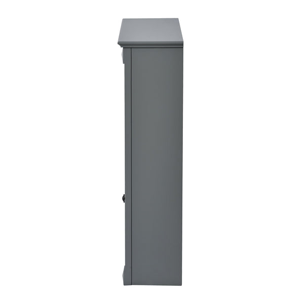 English Elm 24'' 24'' Wall Mounted Bathroom Mirror Cabinet with Adjustable Shelves, Space-Saving Modern Storage Solution Grey N710P195492E