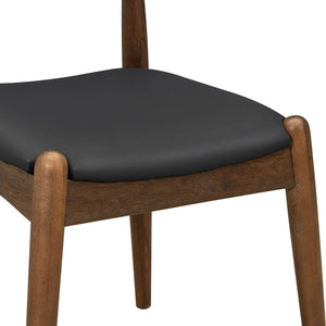 English Elm [video] Rubberwood Dining Chairs Set of 2 Faux Leather Ergonomic Retro Splayed Leg Design Walnut+Black N759P386879B