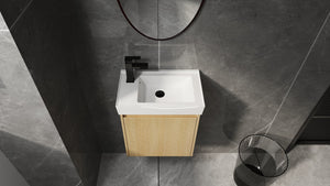 English Elm 20" Wall-Mounted Bathroom Vanity With Ceramic Sink - Stylish Oak Finish, Compact Storage Solution W1972P196394