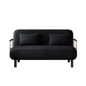 English Elm velvet 55″ Convertible Chair Bed with Adjustable Backrest & Pillow, Tri-Fold Sleeper Sofa, Steel Frame Lounge for Home Office Comfort W1767P192807