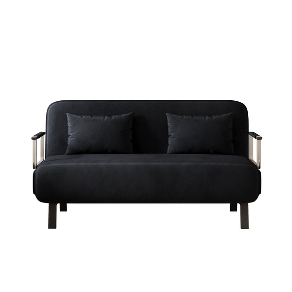 English Elm velvet 55″ Convertible Chair Bed with Adjustable Backrest & Pillow, Tri-Fold Sleeper Sofa, Steel Frame Lounge for Home Office Comfort W1767P192807