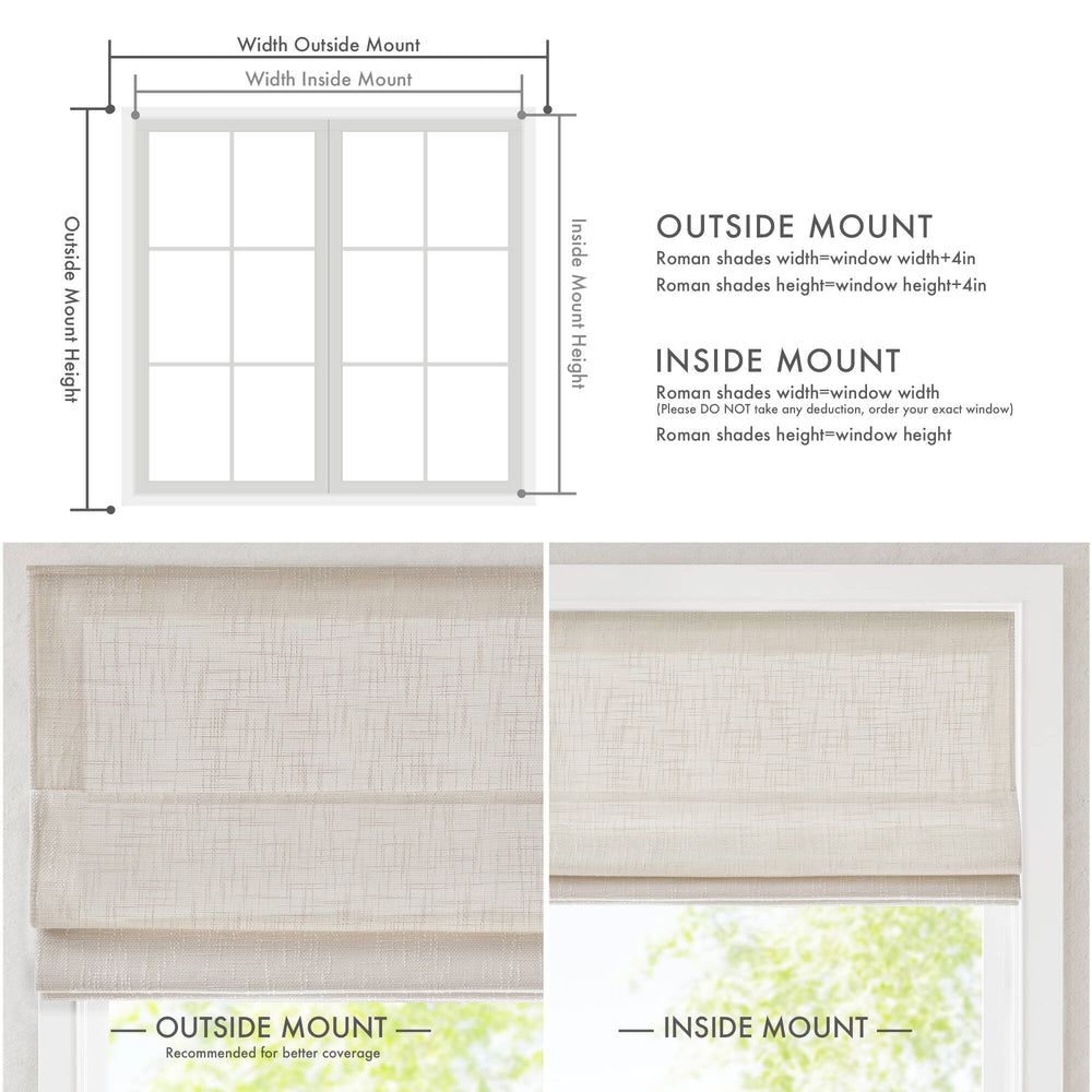 English Elm 1-piece Cordless Roman Shade Linen-look Textured Fabric Room Darkening Privacy Filter B035P482989