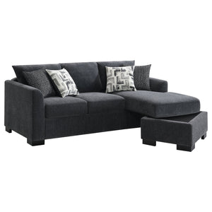 English Elm Pacheco Charcoal Fabric Sleeper Sectional with Chaise Pocket Coil Cushions Modern Living B062P451783