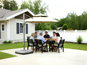 English Elm Hdpe Outdoor Dining Set Five Piece Weather Resistant Patio Table with Umbrella Hole Black W3805S00004