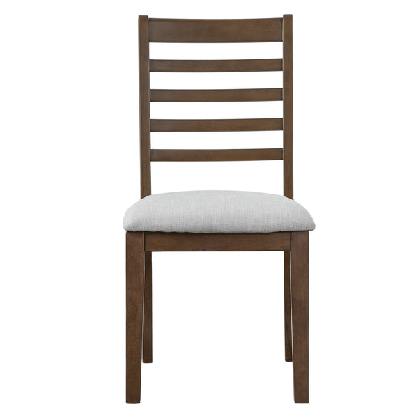 English Elm 2-piece Farmhouse Ladder Back Dining Chair Set Rubberwood Frame Upholstered Seat Kitchen Beige,Walnut N752P436723D