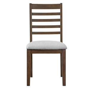 English Elm 2-piece Farmhouse Ladder Back Dining Chair Set Rubberwood Frame Upholstered Seat Kitchen Beige,Walnut N752P436724D