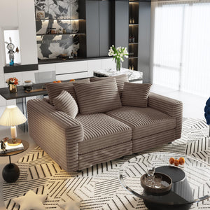 English Elm 82.6"upholstered Velvet Chesterfield Sofa with Button Tufting Nailhead Trim Rolled Arms Camel W1885S00347