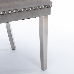 English Elm A&a Velvet Tufted Dining Chair with Chrome Legs Nailhead Trim Glam Contemporary W1143P452846