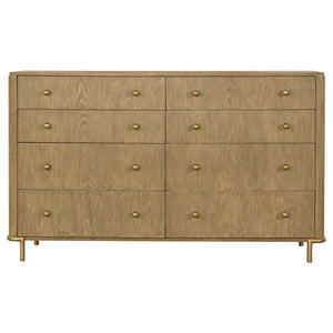 English Elm Stevie Sand Wash 8-Drawer Dresser - Mid-Century Modern Elegance With Bohemian Flair For Stylish Storage B062P358072-GIGA