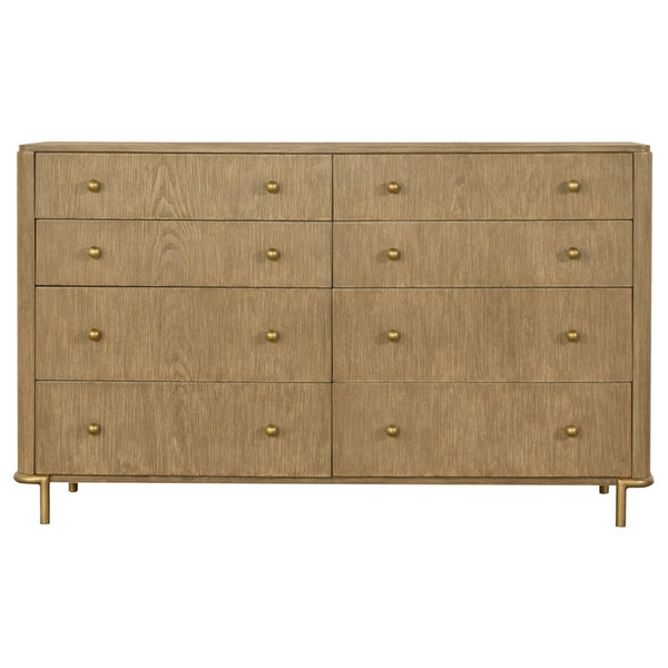 English Elm Stevie Sand Wash 8-Drawer Dresser - Mid-Century Modern Elegance With Bohemian Flair For Stylish Storage B062P358072-GIGA