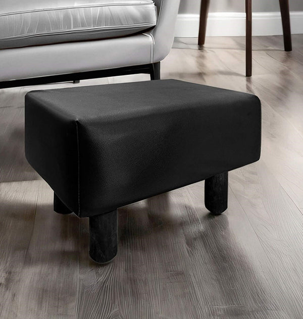 English Elm Contemporary compact footstool set of 2 with leatherette upholstery, solid wood frame, easy assembly, versatile seating Black 18 L x 13 W x 18 H B2741P338665