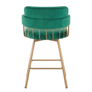 English Elm Christopher Knight Home® - 26" 26" Counter Height Bar Stools Set of 2 Green 180° Swivel Upholstered Bucket Seats with Gold Legs for Kitchen Island Cafe Pub Comfort Durability 26" N762P271582F