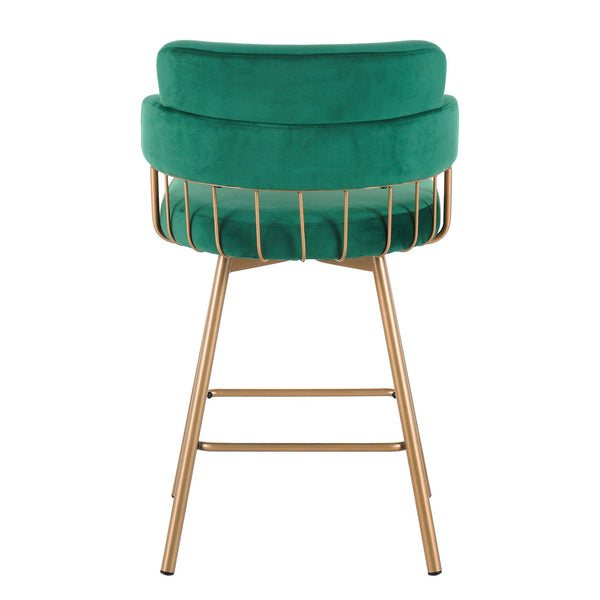 English Elm Christopher Knight Home® - 26" 26" Counter Height Bar Stools Set of 2 Green 180° Swivel Upholstered Bucket Seats with Gold Legs for Kitchen Island Cafe Pub Comfort Durability 26" N762P271582F