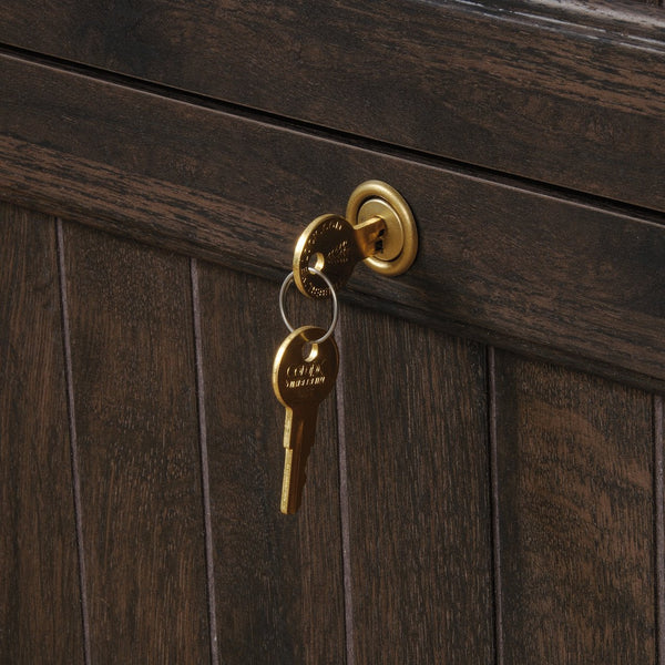 English Elm Lateral File Cabinet - Rustic Brown Finish, Secure Storage With Lockable Drawers For Home Or Office B356P402604