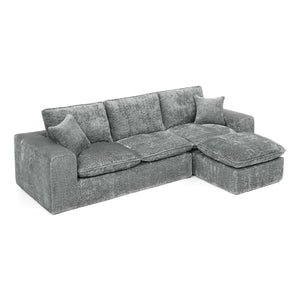 English Elm 107'' Boucle L-shaped Sectional with Reversible Chaise Deep Foam Seat Living Room Grey W1413S00165