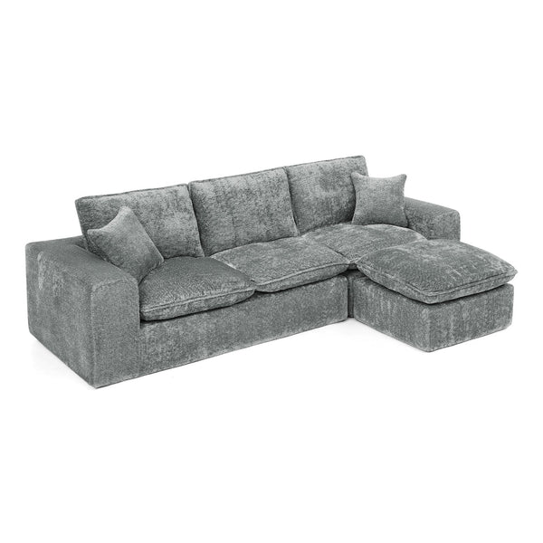 English Elm 107'' Boucle L-shaped Sectional with Reversible Chaise Deep Foam Seat Living Room Grey W1413S00165