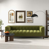 English Elm Ashcroft Furniture - Melissa Mid-Century Green Velvet Modern Sofa